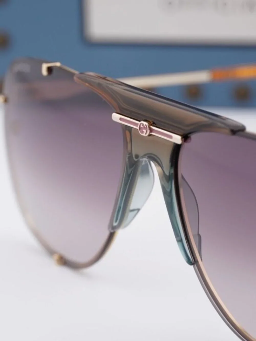 Gucci GG0739S 002 Aviator Sunglasses - Gold / Brown
